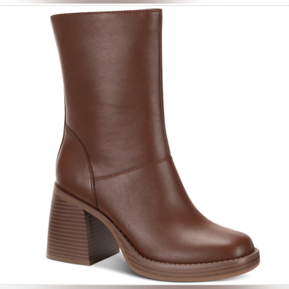 Sun + Stone Aleenn Dress Booties, Size 8.5M, Walnut